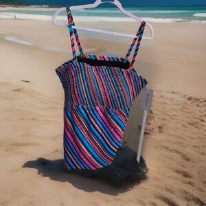 FULLFITALL Swimsuit Top Bathing Suit Size 18 Multi Color Built In‎ Shelf Bra NWT